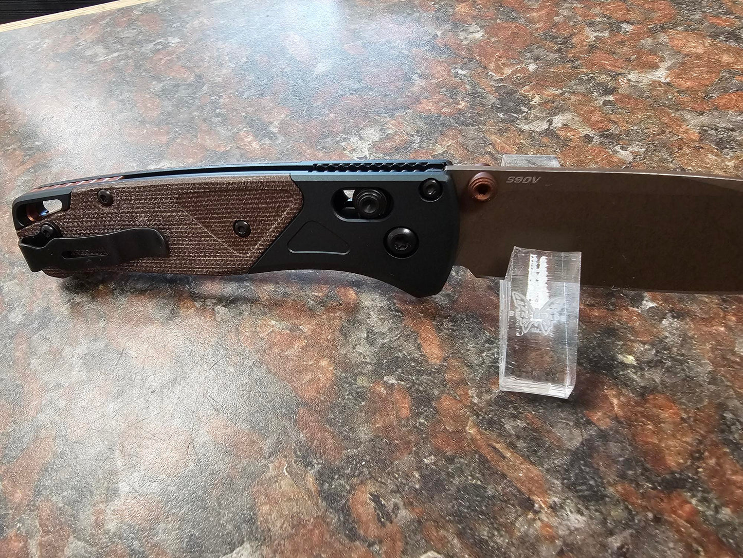 Benchmade 535FE-2602 Bugout CPM-S90V Blade Taiga Green Aluminum & Canvas Micarta Handle Folding Knife