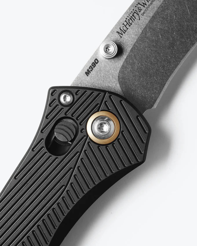 Benchmade 710-25 Seven Ten Black 6061-T6 Aluminum Handle Recurve Drop-Point M390 Blade USA