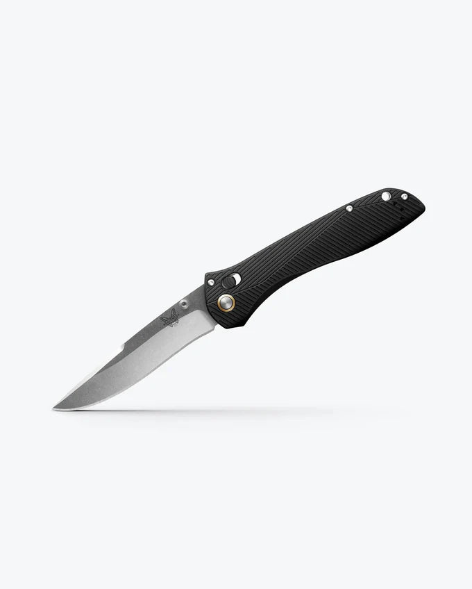Benchmade 710-25 Seven Ten Black 6061-T6 Aluminum Handle Recurve Drop-Point M390 Blade USA