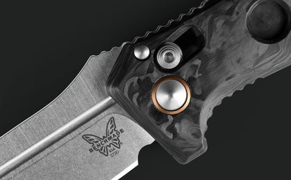Benchmade 2730-03 Mini Auto Adamas CPM-MagnaCut Marbled Carbon Fiber Handle Folding Knife