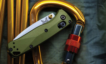 Benchmade 533SL-10 Mini Bugout CPM-S90V Blade Woodland Green 6061-T6 Aluminum Handle Folding Knife