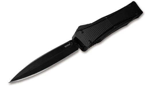 Boker 06EX244 OTF D2 Blade Double Edge 3.39" Black Aluminum Handle