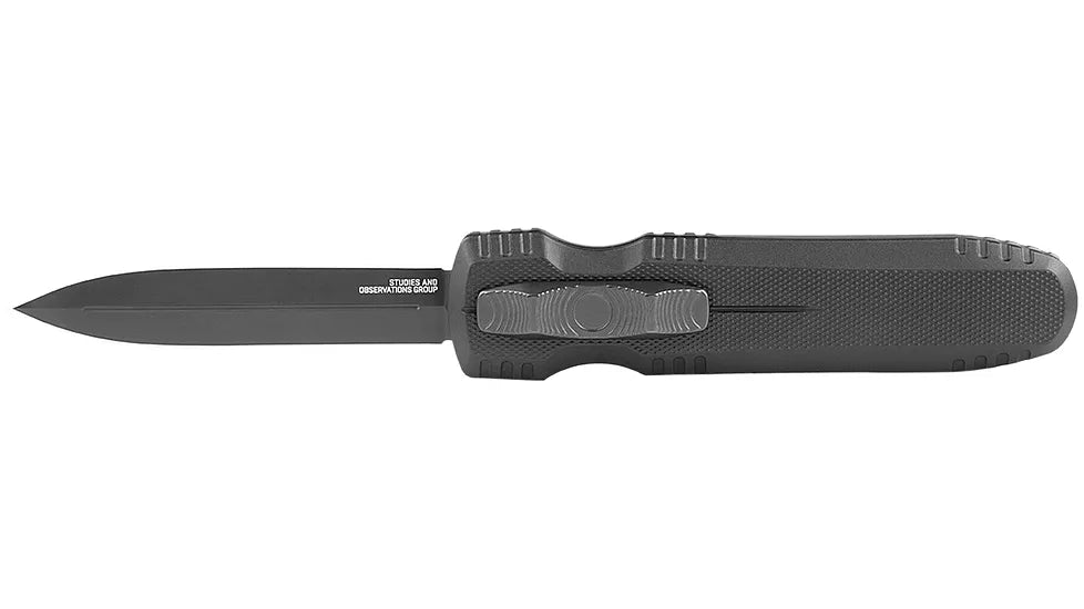 SOG Pentagon OTF Black Aluminum Handle Cryo S35VN Blade Steel Made in USA Automatic Out The Front Knife SOG-15-61-01-57