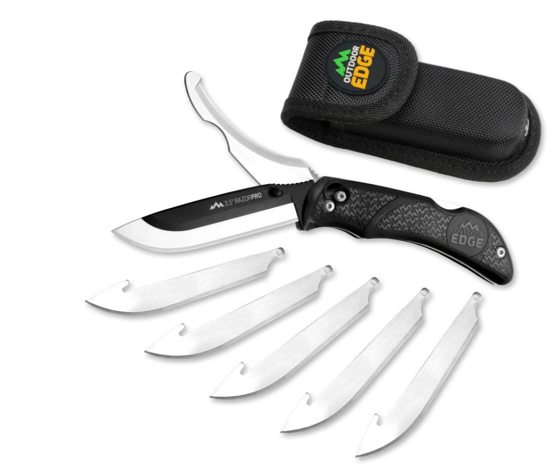 Outdoor Edge Knives RazorPro Black Double Blade Replaceable Blade Hunting Knife RO-10C