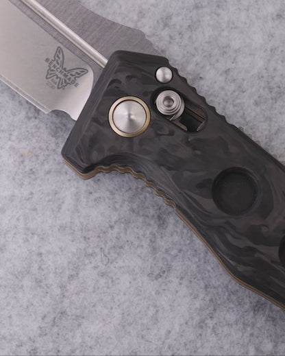 Benchmade 2730-03 Mini Auto Adamas CPM-MagnaCut Marbled Carbon Fiber Handle Folding Knife