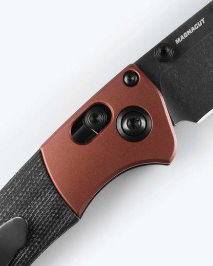 Benchmade 15085BK-04 Mini Crooked River Burn Copper Aluminum & Black Micarta Handle CPM-MagnaCut Blade Folding Knife
