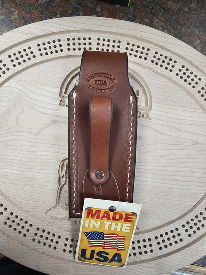 Deerfield Leathers Katahdin Knife Case Medium Brown Knife & Multitool Holster Made in Maine USA