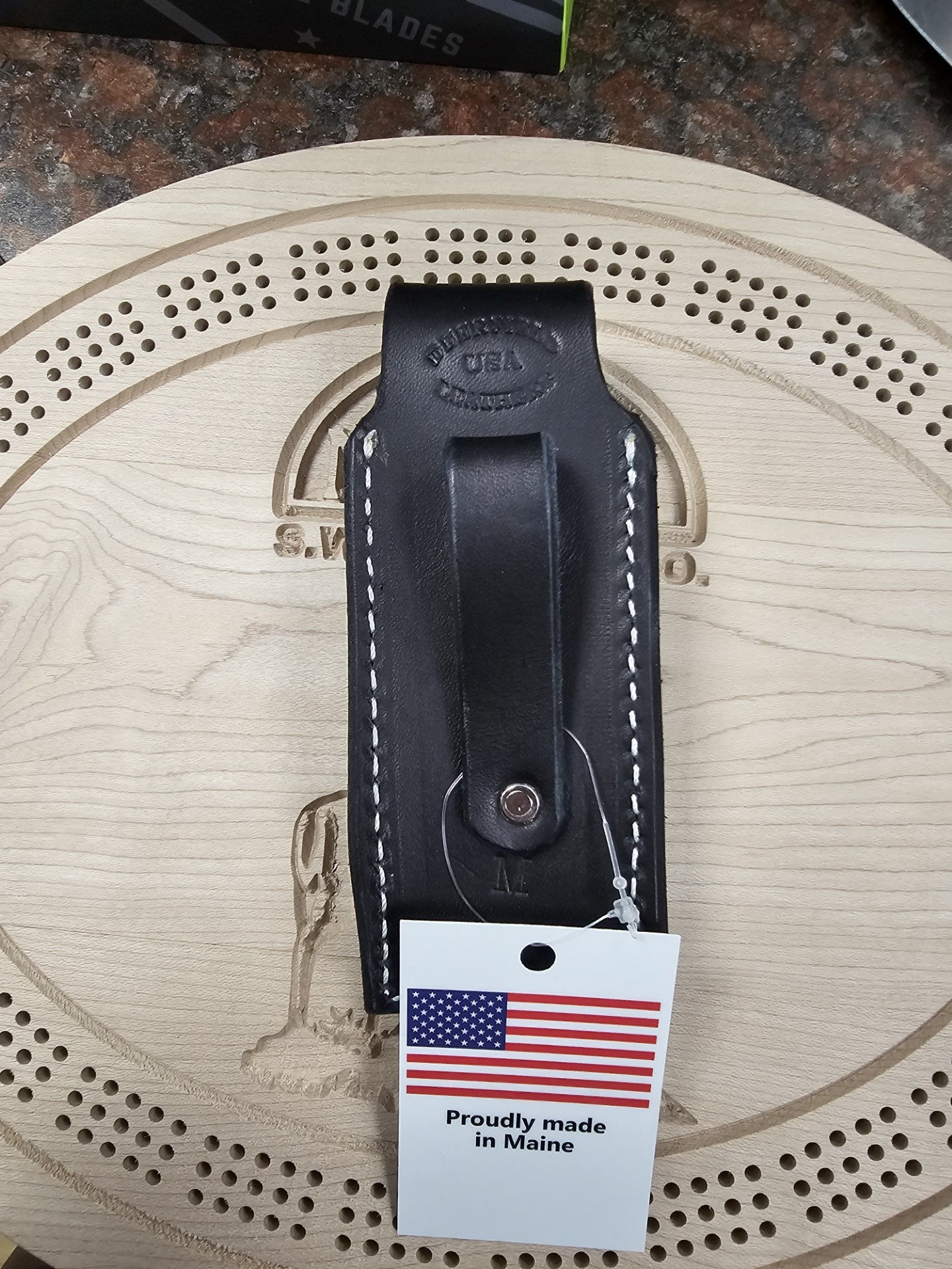 Deerfield Leathers Katahdin Knife Case Medium Black Knife & Multitool Holster Made in Maine USA