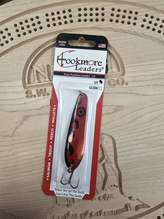 Hookmore Leaders Red Wiggler TS2-WGL-06 Casting & Trollling Spoon UV Size 6 Hook Made in Maine USA