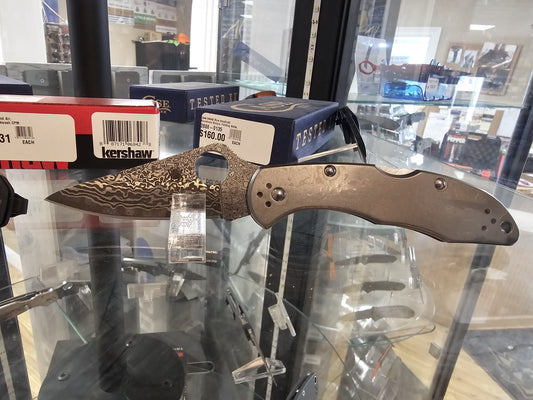 Spyderco Delica 4 Damascus Blade Titanium Handle Folding Knife C11TIPD USA Made Lifetime Warranty