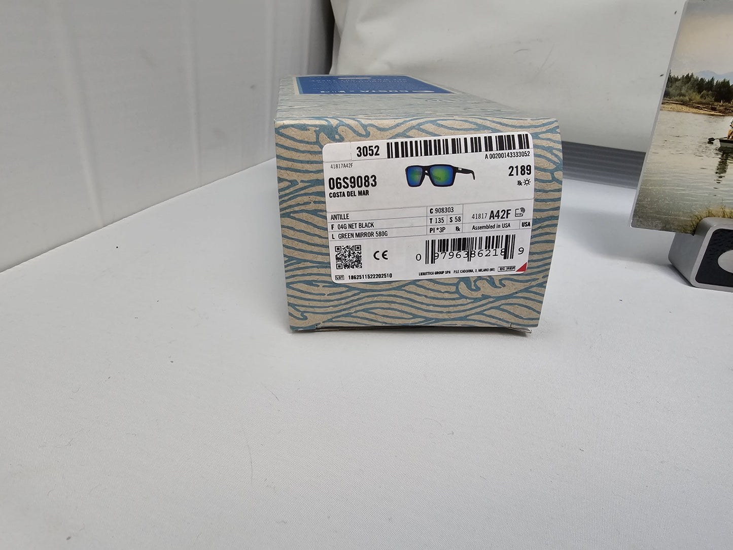 Costa Del Mar Untangled Collection Antille 04G Sunglasses Matte Black Frames Green Mirror 580G Polarized  USA