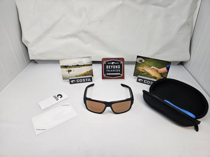 Costa Del Mar Taxman Sunglasses Matte Black Frames Gold Mirror 580G Polarized