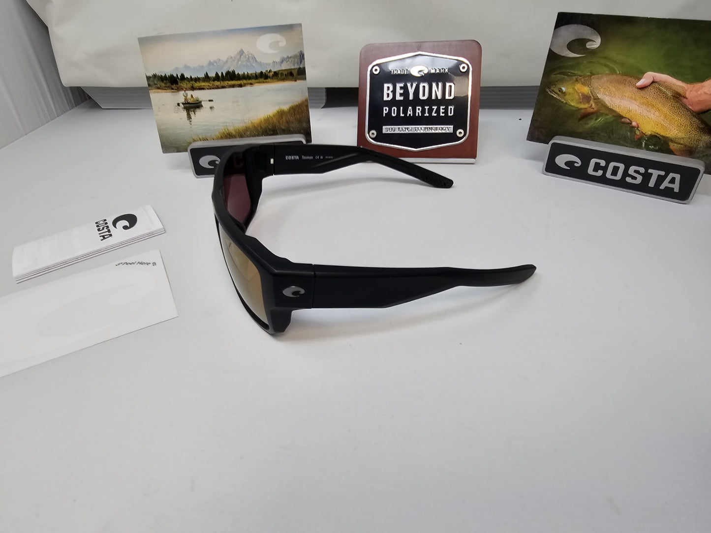 Costa Del Mar Taxman Sunglasses Matte Black Frames Gold Mirror 580G Polarized