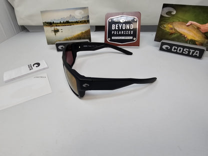 Costa Del Mar Taxman Sunglasses Matte Black Frames Gold Mirror 580G Polarized