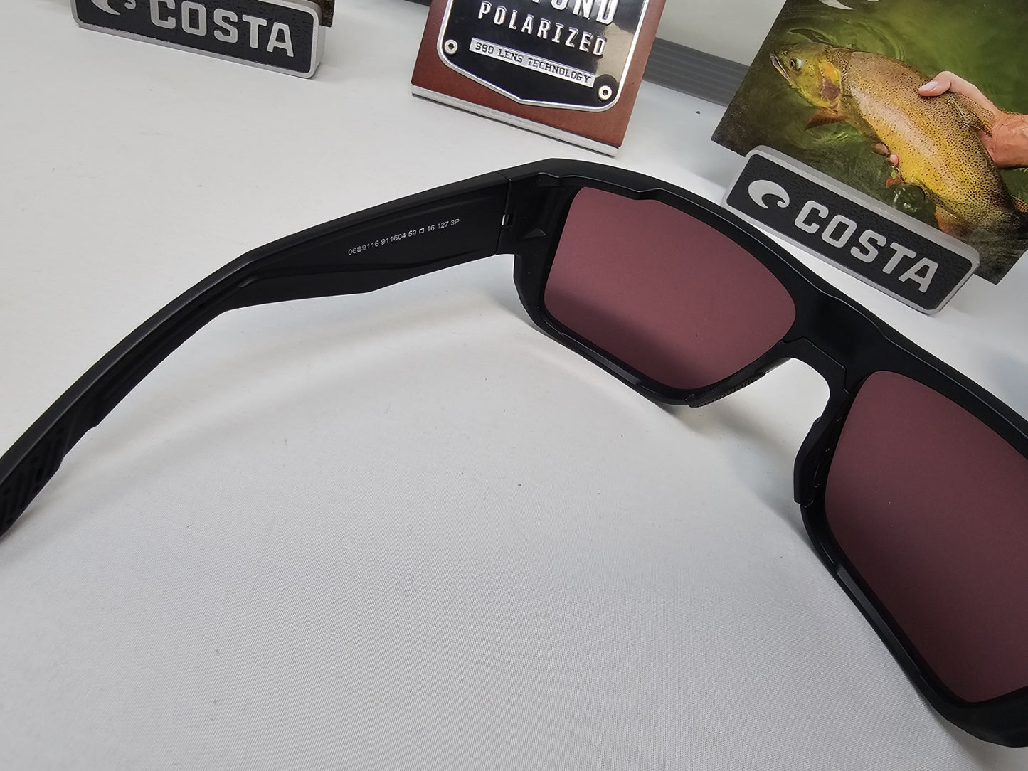 Costa Del Mar Taxman Sunglasses Matte Black Frames Gold Mirror 580G Polarized