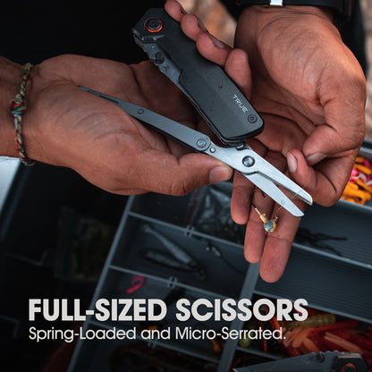 TRUE Dual Cutter Tanto Knife with Micro Serrated Scissors