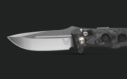 Benchmade 2730-03 Mini Auto Adamas CPM-MagnaCut Marbled Carbon Fiber Handle Folding Knife