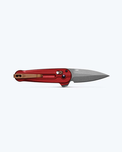 Benchmade 491GY-01 Lowden M390 Blade Phoenix Red 6061-T6 Aluminum Handle Axis Folding Knife